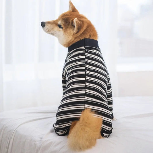 Practical Four-legged Puppy Stripes Jumpsuits