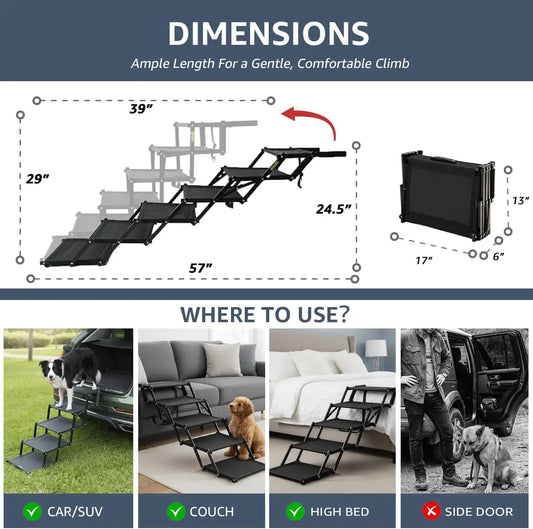 Extra Wide 6-Step Dog Stairs & Ramp - view 2