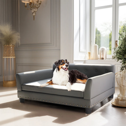 Elevated Leather Dog Sofa Bed - view 2
