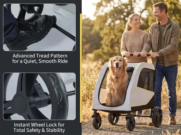 Large Dog Stroller – Heavy Duty, All-Terrain 4-Wheel Pet Wagon