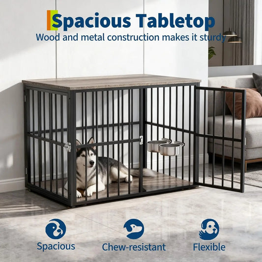 43 Inch Dog Crate Furniture Wooden Dog Kennel