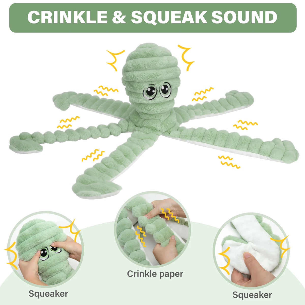 Octopus Design Pet Grinding Teeth Squeaky Plush Toy