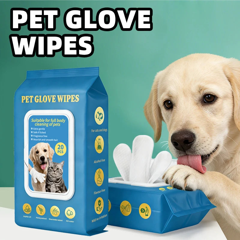 Pet No‑Rinse Glove Wipes for Dogs