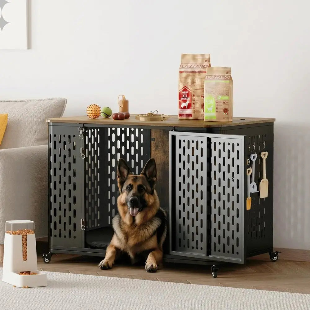 Heavy Duty Dog Crate Large and Medium Dogs, 43.7 Inch