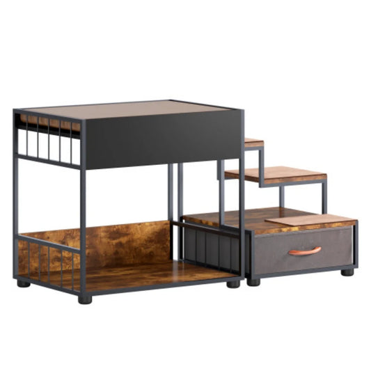 Multi-Level Dog Bunk Bed with Steps