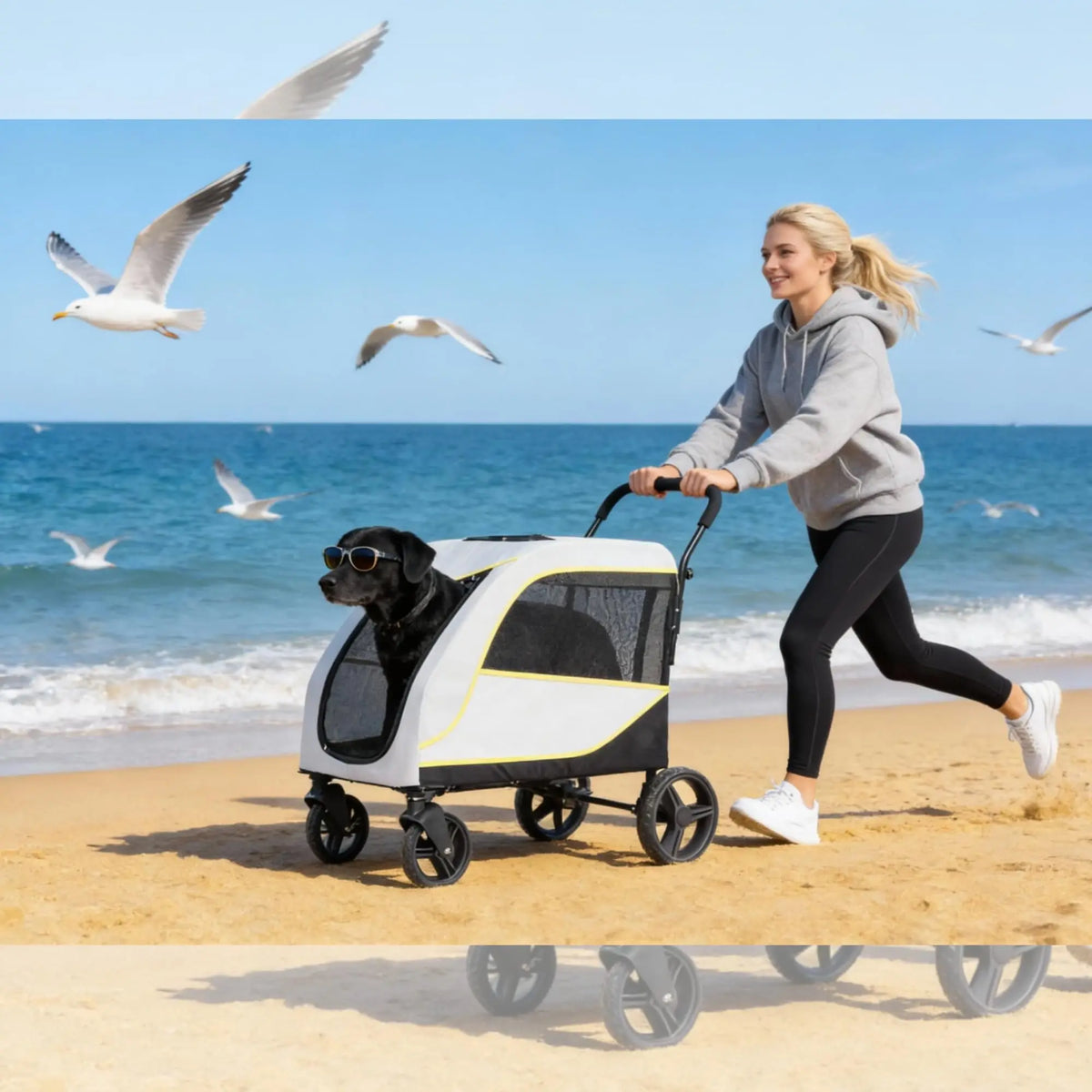 Large Dog Stroller – Heavy Duty, All-Terrain 4-Wheel Pet Wagon