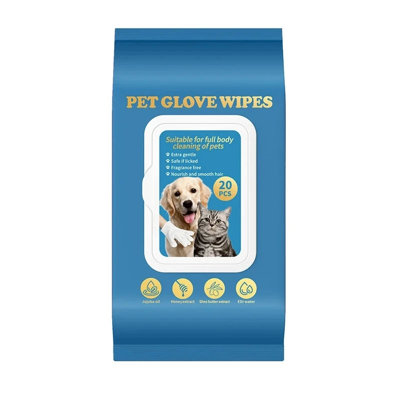 Pet No‑Rinse Glove Wipes for Dogs