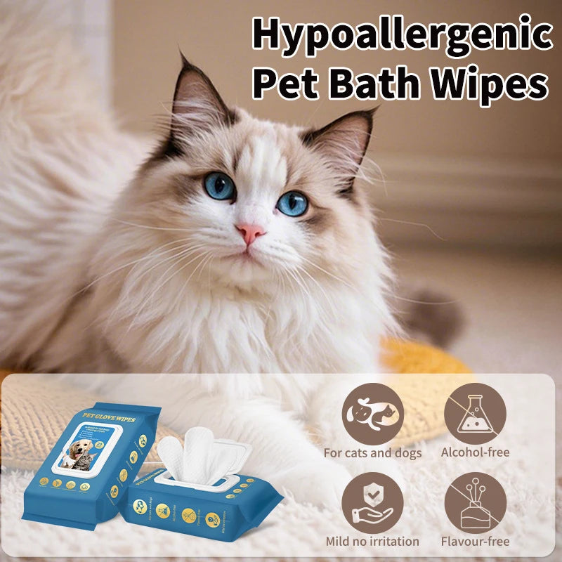 Pet No‑Rinse Glove Wipes for Dogs