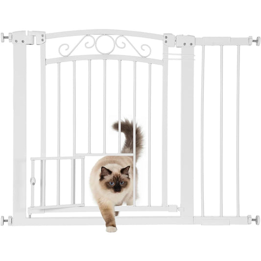 29-41'' W Pet Dog Door Gate with Cat Door