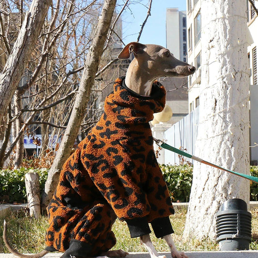Leopard Print Plush Dog Clothes S-4XL