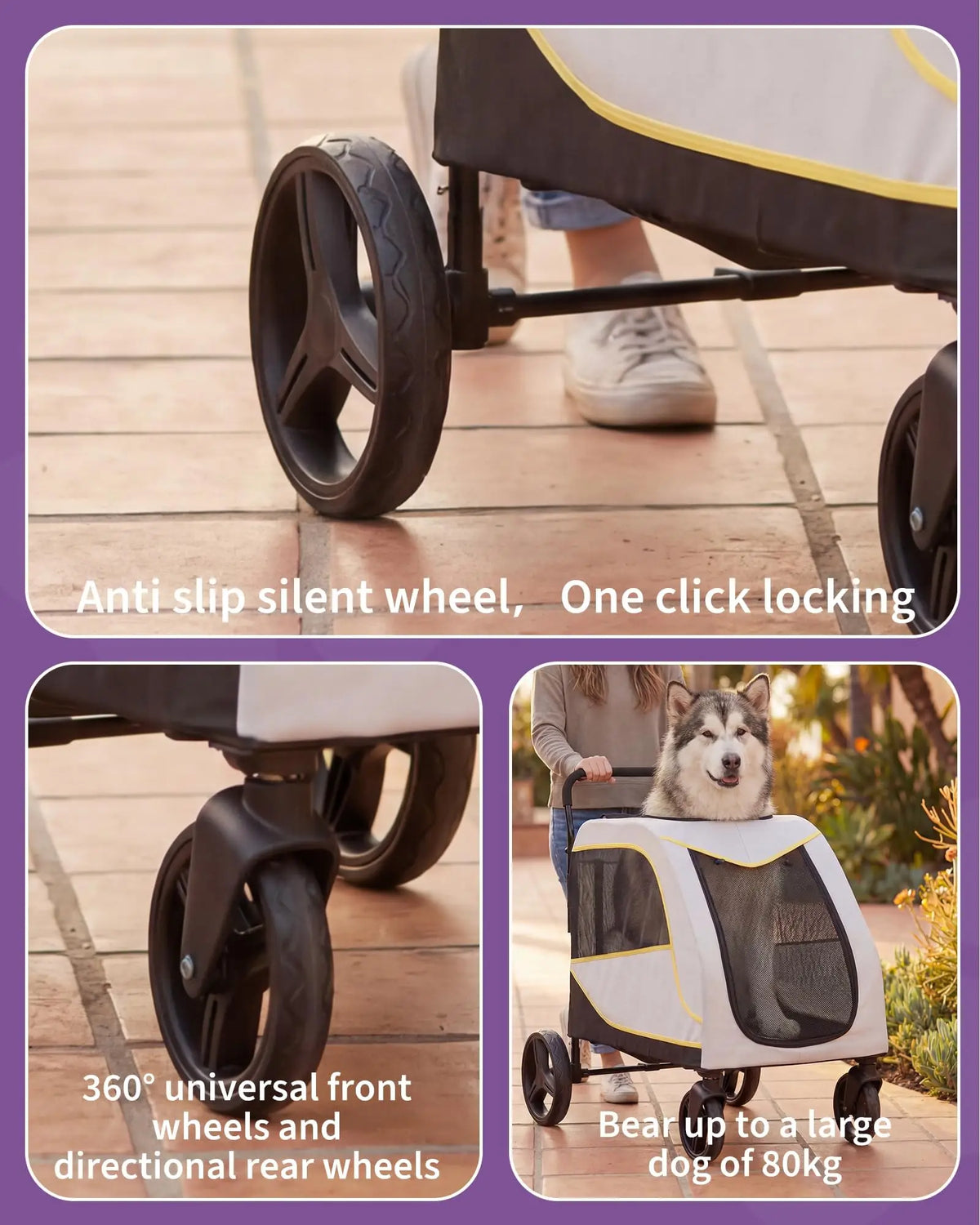 Large Dog Stroller – Heavy Duty, All-Terrain 4-Wheel Pet Wagon