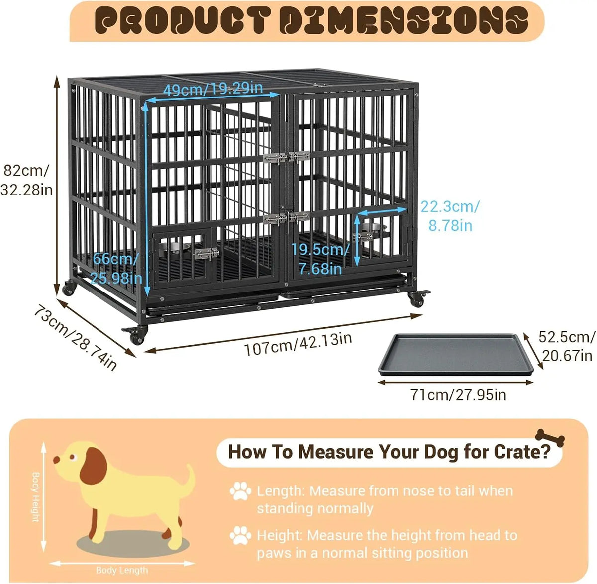 Metal Heavy Duty Dog Crate for Large Dogs - view 7