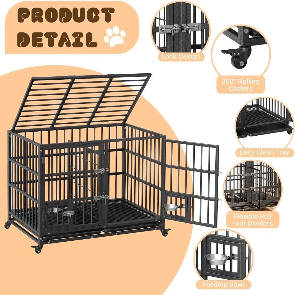 Metal Heavy Duty Dog Crate for Large Dogs - view 3