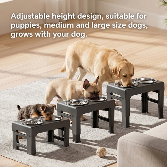 Raised Adjustable Height Dog Feeder