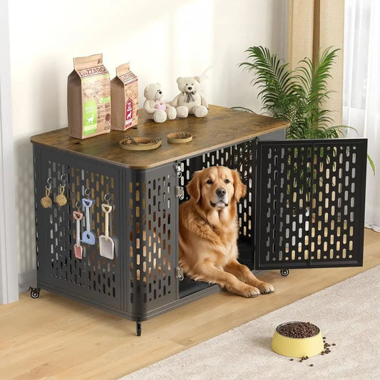 Heavy Duty Dog Crate Large and Medium Dogs, 43.7 Inch