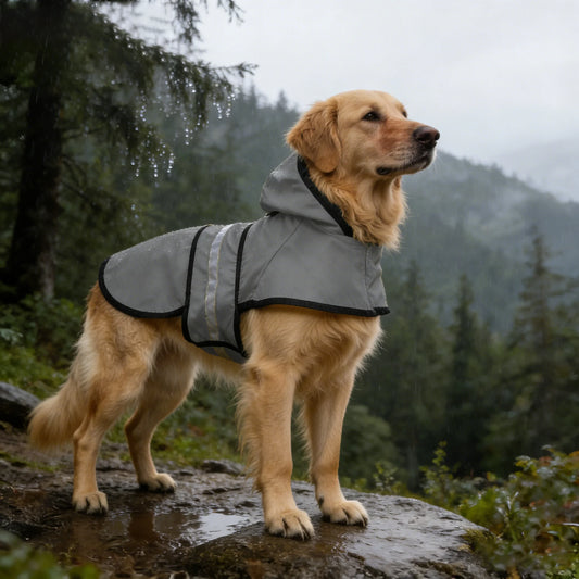 Gray Dog Raincoat for Large Dogs