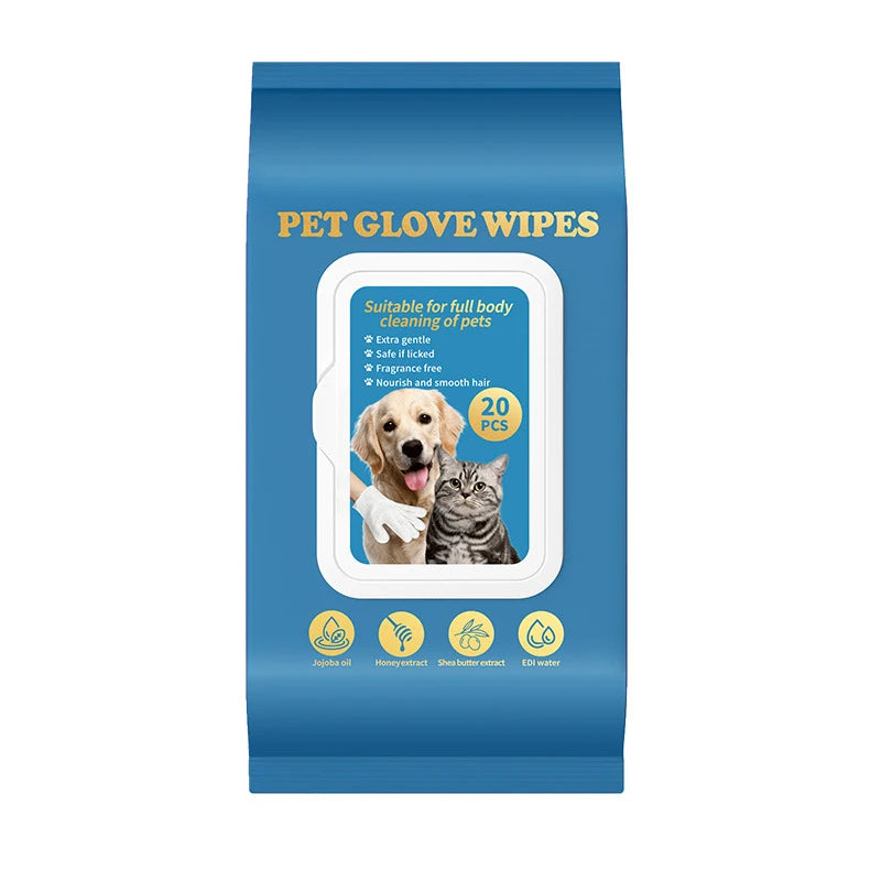 Pet No‑Rinse Glove Wipes for Dogs