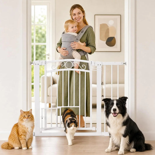 29-41'' W Pet Dog Door Gate with Cat Door