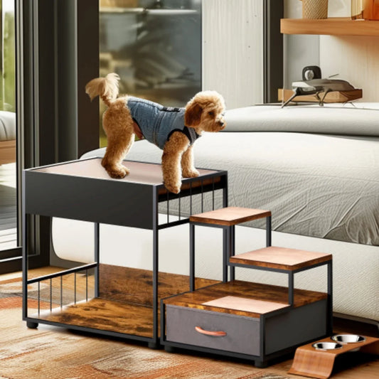 Multi-Level Dog Bunk Bed with Steps - view 2