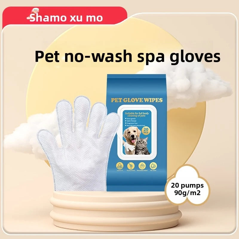 Pet No‑Rinse Glove Wipes for Dogs