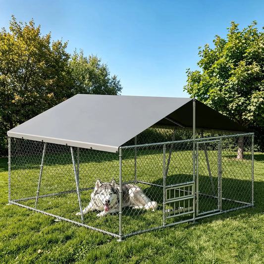 10x10 ft Outdoor Dog Enclosure with Roof