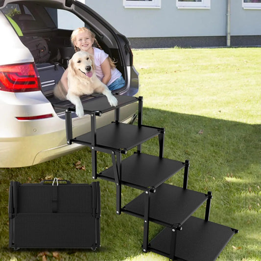 Extra Wide 5-Step Dog Stairs for Large Dogs